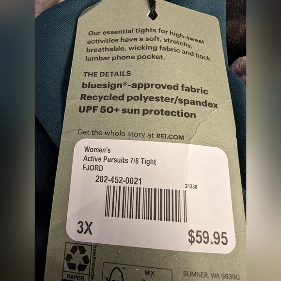 REI Co-op active leggings running Tights green- Women's plus size 3x - Picture 8 of 11
